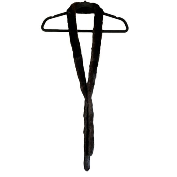 Vintage Dark Chocolate Brown Mink Fur Neckwarmer / Collar - super long & thin! - Picture 5 of 6